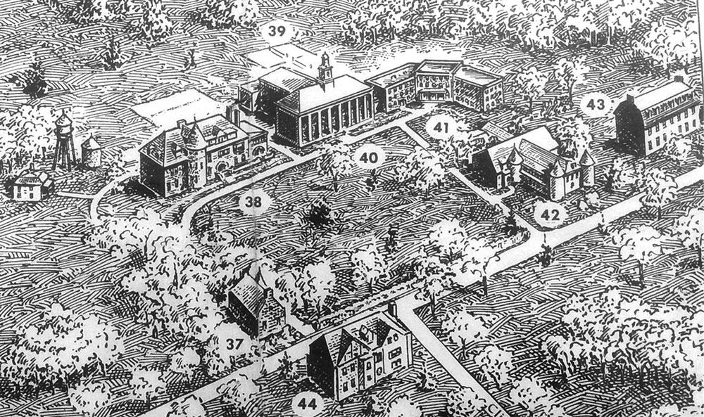 UVM Campus map from the 1950s showing changes to the Redstone Campus