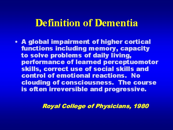 Meaning dementia Senility and